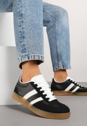 Czarne Sneakersy Typu Kultowe Tenisówki z Ozdobnymi Przeszyciami Selfia. Czarne trampki i tenisówki damskie Born2be, bez wzorów, z jeansu. Za 89.99 zł.