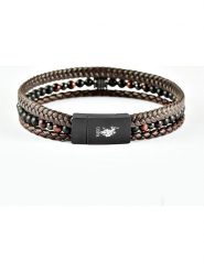 U.S. Polo Assn. Skórzana bransoletka w kolorze ciemnobrązowym rozmiar: onesize. Brązowe biżuteria dla mężczyzn U.S. Polo Assn., z onyksem, ze stali. Za 104.99 zł.