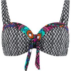 Biustonosz bikini na fiszbinach bonprix czarno-biały z nadrukiem. Czarne bikini damskie bonprix, bez wzorów. Za 37.99 zł.