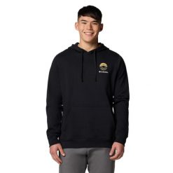 Bluza dresowa sportowa męska Trek Graphic Hoodie. Czarne bluzy bez kaptura męskie Columbia, bez wzorów, z bawełny, sportowe, bez kołnierzyka, bez ramiączek. Za 279.99 zł.