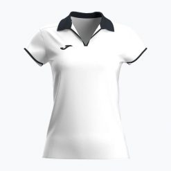 Koszulka polo tenisowa damska Joma Torneo Polo W. Białe bluzki sportowe damskie Joma, l, z elastanu, bez kołnierzyka, bez ramiączek. Za 109.99 zł.