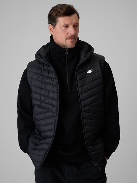 4F Bezrękawnik z wypełnieniem syntetycznym męski - czarny S. Czarne kamizelki męskie 4f, m, z materiału. Za 229.99 zł.