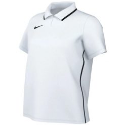 Koszulka damska Nike Dri-FIT Park 26 Polo. Białe bluzki damskie Nike, bez wzorów, z materiału, sportowe, bez kołnierzyka, bez ramiączek. Za 89.99 zł.