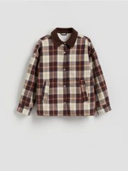 Kurtka shacket z kołnierzykiem - wielobarwny. Kurtki damskie Reserved, l, bez wzorów, z tkaniny, bez kaptura. Za 259.99 zł.