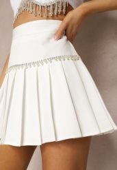 Biała Spódnica Haidene. Białe spódniczki damskie Renee, m, bez wzorów, mini, plisowane. Za 119.99 zł.