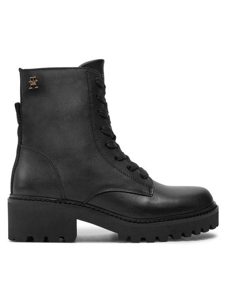 Tommy Hilfiger Trapery FW0FW08305 Czarny. Czarne trapery damskie Tommy Hilfiger, ze skóry, bez obcasa. Za 419.99 zł.