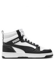 Puma Sneakersy Rebound v6 Mid Jr 393831 01 Biały. Białe buty sportowe chłopięce Puma, bez wzorów, ze skóry, bez zapięcia. Za 179.99 zł.