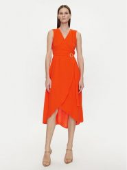 Morgan Sukienka letnia 241-ROAN Pomarańczowy Regular Fit. Brązowe sukienki damskie Morgan, na lato, bez wzorów, z syntetyku, bez kołnierzyka, bez ramiączek. Za 229.99 zł.