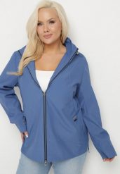 Niebieska Kurtka o Prostym Kroju z Odpinanym Kapturem Nusanelis. Niebieskie kurtki damskie Born2be, plus size, bez wzorów, z jeansu. Za 199.99 zł.