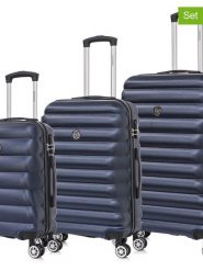 Geographical Norway 3-częściowy zestaw "Sidney" w kolorze granatowym rozmiar: onesize. Niebieskie walizki Geographical Norway, bez wzorów, z materiału. Za 478.99 zł.