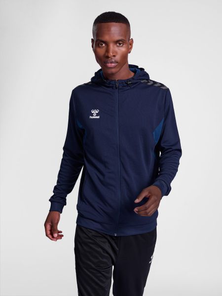 Bluza dresowa z kapturem i zamkiem błyskawicznym Hummel Authentic. Niebieskie bluzy z kapturem męskie HUMMEL, xl, z dresówki. Za 246.45 zł.