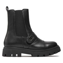Botki TWINSET. Czarne botki damskie Twinset, bez obcasa, na płaskiej podeszwie, bez zapięcia. Za 519.99 zł.