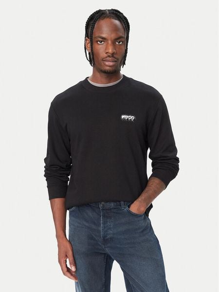 HUGO Bluza Nodacrew 50572390 Czarny Regular Fit. Czarne bluzy bez kaptura męskie Hugo, m, z bawełny. Za 296.99 zł.