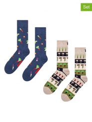 Happy Socks Skarpety (2 pary) w kolorze granatowo-beżowym rozmiar: 36-40. Brązowe skarpetki męskie Happy Socks, bez wzorów. Za 52.99 zł.