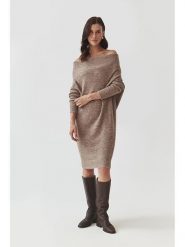 TATUUM Sukienka dzianinowa w kolorze brązowym rozmiar: XL. Brązowe sukienki damskie Tatuum, xl, bez wzorów, z dzianiny, bez kołnierzyka, bez ramiączek, midi. Za 200.13 zł.
