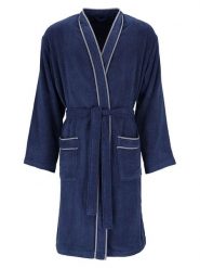 Vossen Szlafrok "Jack" w kolorze granatowym rozmiar: 44/46. Niebieskie szlafroki męskie Vossen, bez wzorów, z bawełny. Za 217.99 zł.