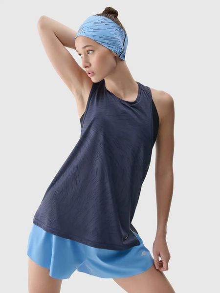 4F Top sportowy w kolorze granatowym rozmiar: XL. Niebieskie topy damskie 4f, xl, bez wzorów, z materiału, bez kołnierzyka. Za 64.95 zł.