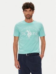 U.S. Polo Assn. T-Shirt MUP4203 Niebieski Regular Fit. Niebieskie koszulki polo męskie U.S. Polo Assn., m, bez wzorów, z bawełny, bez ramiączek. Za 109.99 zł.
