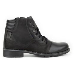 Mario Pala Śniegowce 323 czarne. Czarne buty zimowe męskie ze skóry, bez zapięcia. Za 484.00 zł.
