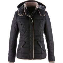 Kurtka pikowana z kapturem i kontrastową lamówką bonprix czarny. Czarne kurtki damskie bonprix, bez wzorów, z kapturem. Za 69.99 zł.