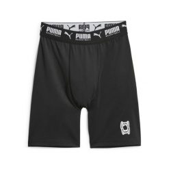 Męskie spodenki do koszykówki Hoops Team PUMA. Czarne szorty męskie Puma, z materiału, bez kołnierzyka. Za 211.01 zł.