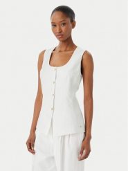 Tommy Hilfiger Top WW0WW49765 Biały Slim Fit. Białe topy damskie Tommy Hilfiger, bez wzorów, z bawełny, bez ramiączek. Za 699.99 zł.