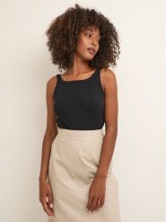 Kaffe Top Carna 10507348 Czarny Shaped Fit. Czarne topy damskie Kaffe, xl, bez wzorów, z bawełny, bez kołnierzyka. Za 89.99 zł.