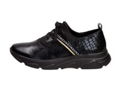 Czarne sneakersy damskie, półbuty Jezzi 2061-2. Czarne półbuty damskie Jezzi, bez wzorów, ze skóry, bez obcasa, na obcasie. Za 159.00 zł.