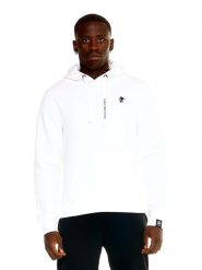 Bluza z bawełna z kaptur na co dzień na siłownię. Niebieskie bluzy sportowe męskie LEONE 1947 APPAREL, bez wzorów, z bawełny, bez kołnierzyka, bez ramiączek. Za 168.36 zł.