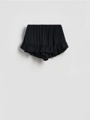 Szorty z wiskozy - czarny. Czarne szorty damskie Reserved, bez wzorów, z wiskozy. Za 79.99 zł.