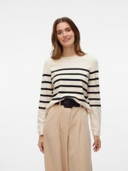 Vero Moda Sweter w kolorze beżowo-czarnym rozmiar: L. Czarne swetry klasyczne damskie Vero Moda, l, bez kołnierzyka. Za 91.99 zł.