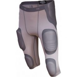Spodnie do futbolu amerykańskiego - 7-częściowy zintegrowany pas dla dorosłych. Szare spodnie materiałowe męskie MM, bez wzorów, sportowe. Za 388.95 zł.