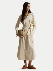 Polo Ralph Lauren Sukienka koszulowa 211A96362002 Beżowy Regular Fit. Brązowe sukienki damskie Polo Ralph Lauren, bez wzorów, z bawełny, bez kołnierzyka, bez ramiączek, koszulowe. Za 1,199.00 zł.