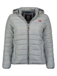 Geographical Norway Kurtka pikowana "Atika" w kolorze jasnoszarym rozmiar: M. Szare kurtki damskie Geographical Norway, m, z aplikacjami, bez kaptura. Za 131.43 zł.