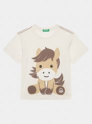United Colors Of Benetton T-Shirt 3096G10DA Écru Regular Fit. T-shirty chłopięce United Colors Of Benetton, bez wzorów, z bawełny, bez ramiączek. Za 69.99 zł.