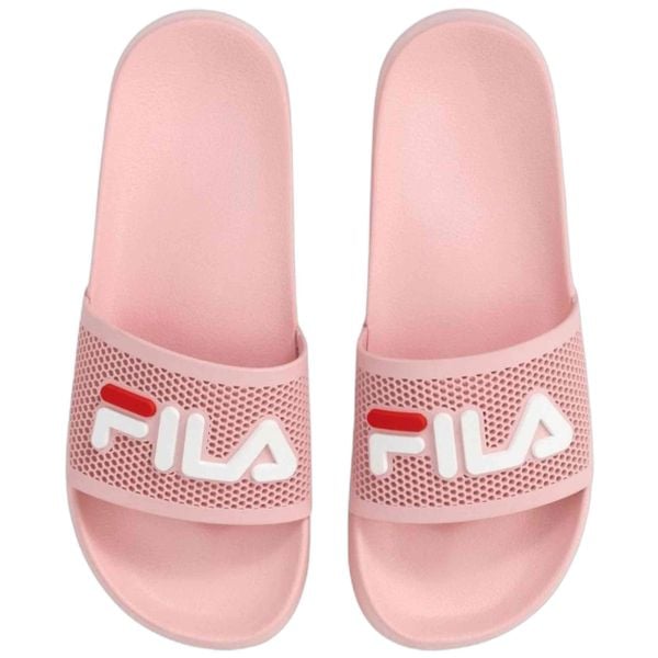 Klapki damskie FILA Morro Bay Spiro. Czerwone klapki damskie Fila, bez wzorów, z materiału, bez obcasa. Za 89.00 zł.