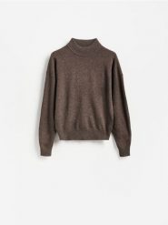Sweter z wełny merino - brązowy. Brązowe swetry klasyczne damskie Reserved, l, z wełny, bez kołnierzyka. Za 259.99 zł.
