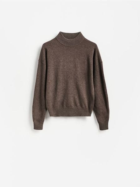 Sweter z wełny merino - brązowy. Brązowe swetry klasyczne damskie Reserved, l, z wełny, bez kołnierzyka. Za 259.99 zł.