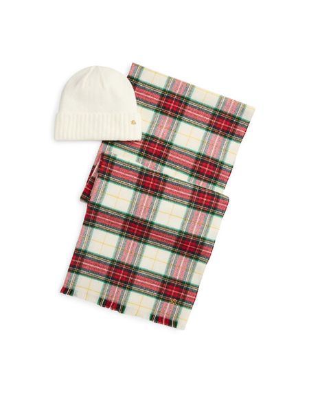LAUREN RALPH LAUREN Zestaw szalik i czapka 454P23529002 Kremowy. Białe czapki zimowe damskie Lauren Ralph Lauren, z poliesteru. Za 819.99 zł.