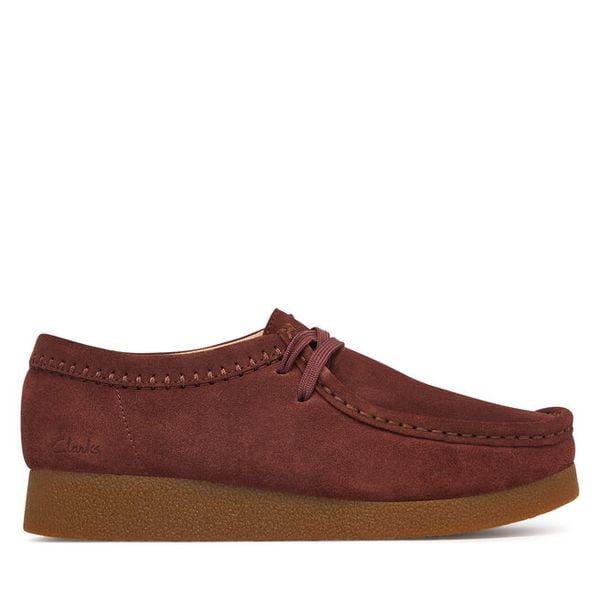 Półbuty Clarks. Czerwone półbuty damskie Clarks, bez wzorów, bez obcasa, na płaskiej podeszwie. Za 389.99 zł.