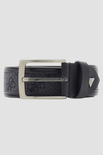 GUESS Czarny męski pasek w monogram Boston H35, Rozmiar L. Czarne paski męskie Guess, z aplikacjami, z jeansu, eleganckie. W wyprzedaży za 179.99 zł.