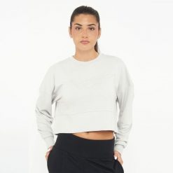 Bluza damska F ESSENCE jasnoszara. Szare bluzy z kapturem damskie Legea, l, z bawełny. Za 92.00 zł.