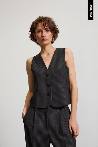 Kamizelka w paski czarna. Czarne kamizelki damskie MOODO, l, z elastanu. Za 139.99 zł.
