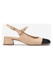 Unisa Skórzane czółenka w kolorze beżowo-czarnym rozmiar: 41. Brązowe czółenka damskie Unisa, bez wzorów, z okrągłym noskiem, bez obcasa. Za 260.99 zł.