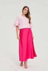 Gładka spódnica fuksjowa. Spódniczki damskie MOODO, l, bez wzorów, z poliesteru. Za 119.99 zł.
