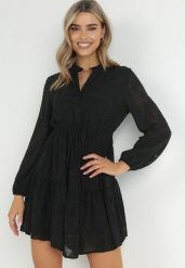 Czarna Rozkloszowana Sukienka ze Sznurkiem w Pasie Juna. Czarne sukienki damskie Born2be, na co dzień, l, bez wzorów, eleganckie, bez kołnierzyka, bez ramiączek, maxi, dopasowane. W wyprzedaży za 127.99 zł.