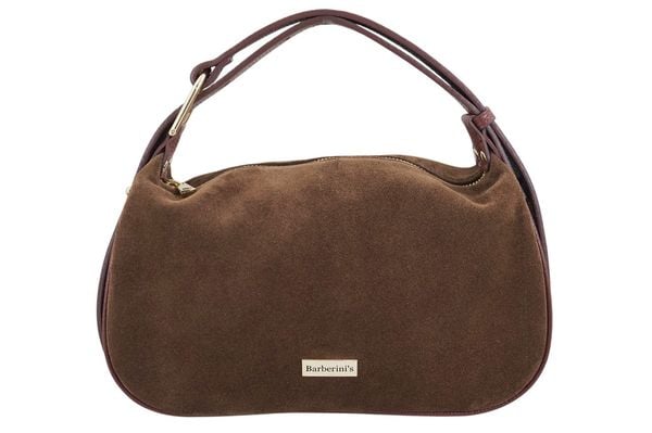 Elegancka torebka zamszowa na ramię - Brązowa. Brązowe torebki klasyczne damskie Barberinis, bez wzorów, ze skóry, małe, matowe, bez dodatków. Za 217.99 zł.