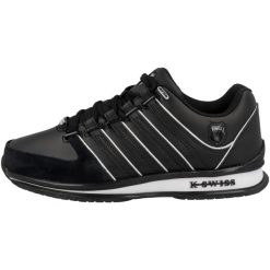 Buty sportowe męskie K-Swiss Rinzler ze skóry naturalnej czarne (01235-002-M). Białe buty sportowe na co dzień męskie K-Swiss, z materiału, bez zapięcia, trekkingowe. Za 279.00 zł.