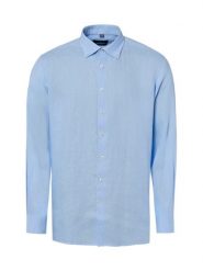 Nils Sundström koszula lniana Mężczyźni Modern Fit len (100%) niebieski, XXL. Niebieskie koszule męskie Nils Sundström, m, bez wzorów, ze lnu, bez kołnierzyka, bez ramiączek. Za 229.95 zł.
