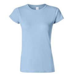 Koszulka Damska Krótki Rękaw Soft Style. Niebieskie bluzki damskie Gildan, l, bez wzorów, sportowe, bez kołnierzyka, bez ramiączek. Za 28.99 zł.